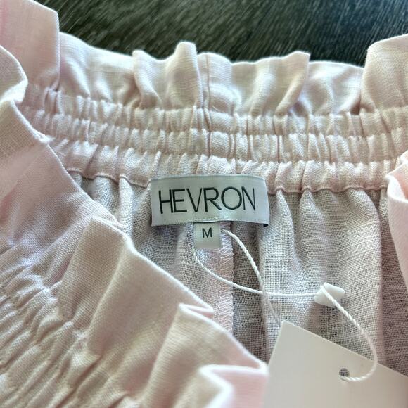 NWT Hevron Mira Linen Shorts Rose Quartz Pink High-Waist Pocket 100% Linen Sz M - Picture 7 of 16